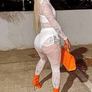 White Two piece set outfit.